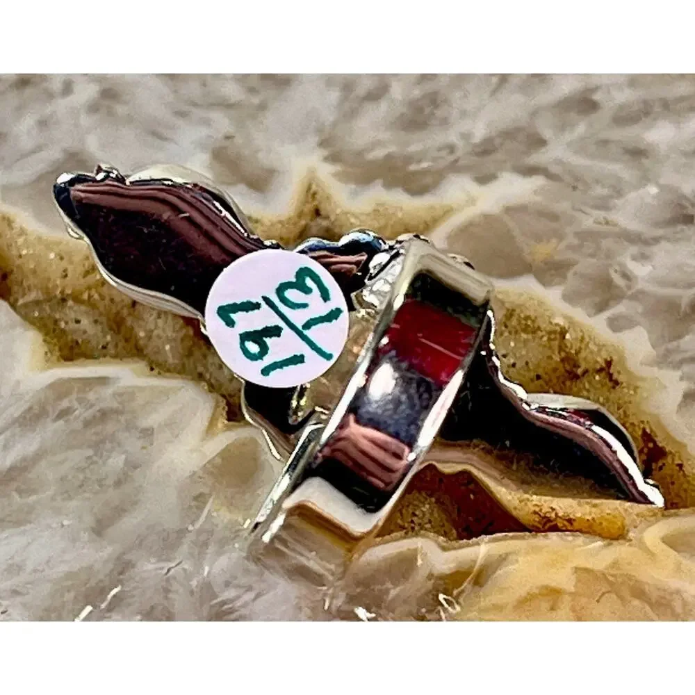 Sterling Silver Spiny Oyster Kingman Turquoise Cluster Statement Ring Adjust Sz
